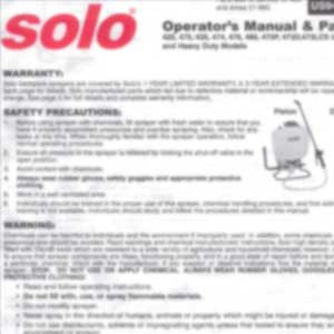 Solo Backpack Sprayer
Repair & Service manual